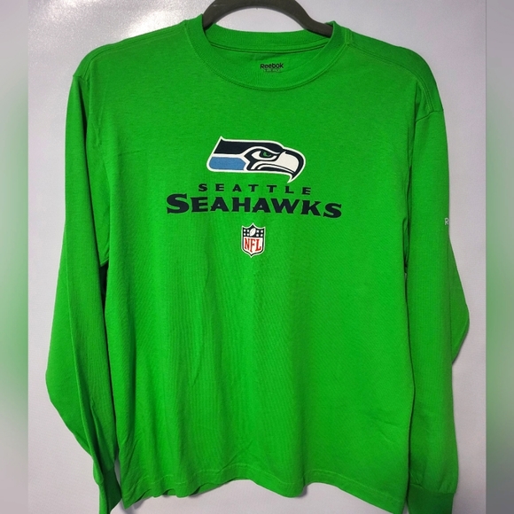 Seattle Seahawks Neon Green Long Sleeve Men's T-Shirt Size Medium. - Picture 1 of 9
